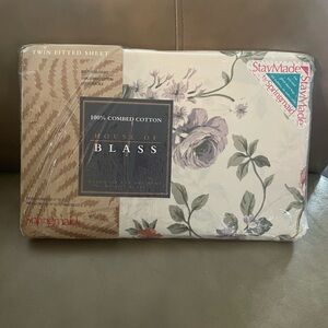 VTG Springmaid Twin Fitted Sheet MUIR WOODS PINK Cottage Garden Floral NEW